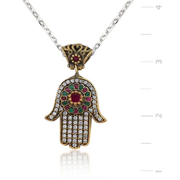 Sterling & jade AUTHENTIC Hansa HAND necklace - Picture 8 of 8